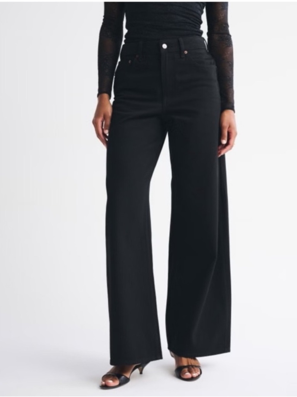 Abercrombie High Rise Wide Leg Jean Black Size 26 Long Tall Girl Denim Pants